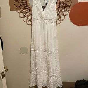 White maxi dress with lace